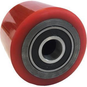 Ανταλλακτική ρόδα πολυουρεθάνης (PU) κόκκινη διαμέτρου 80 χιλιοστών με διπλό ρουλεμάν και τρύπα 20 χιλιοστά